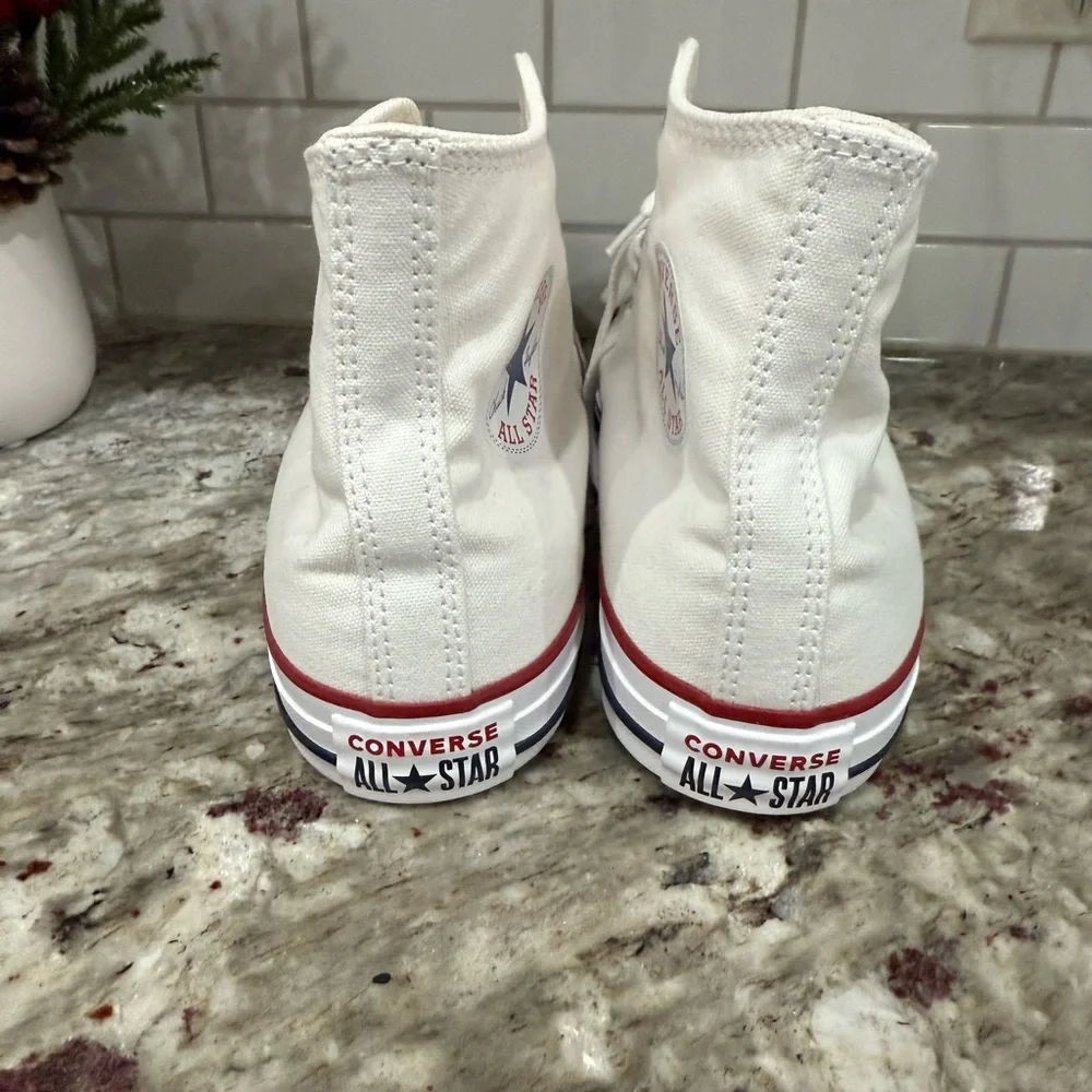 Converse White High-Tops with Red Trim - Picture 5 of 7